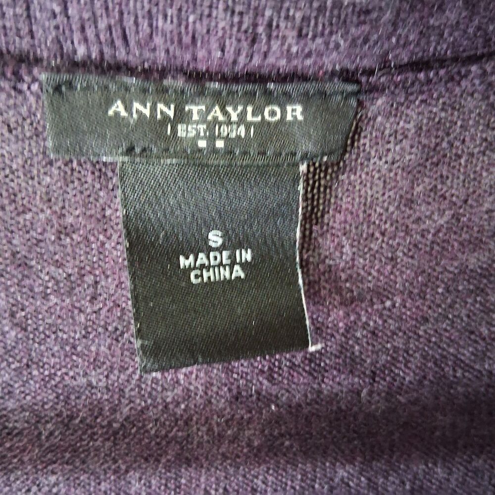 Ann Taylor Plum Wool Blend Longline Cardigan Sweater Size Small Dark Purple - Picture 2 of 7